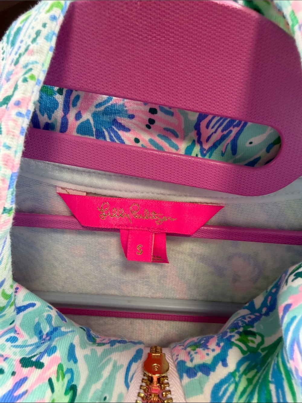 Lilly Pulitzer Pastel Floral Quarter-Zip Pullover in Pink, Mint & Blue - Picture 2 of 3